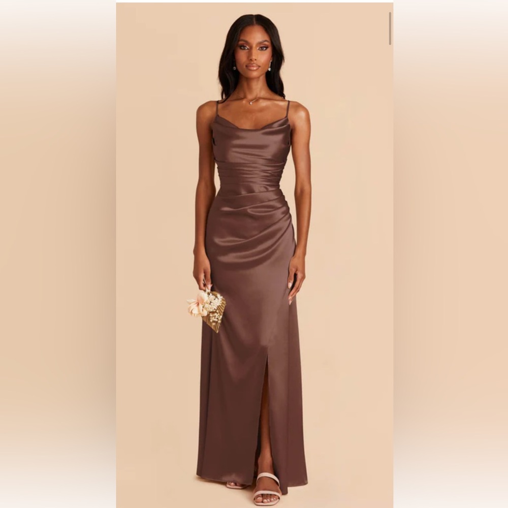 Birdy Grey Lydia Shiny Satin Dress - Chocolate Brown - S
